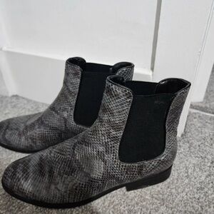 Next Black and Gray Snake Pattern Ankle Boots